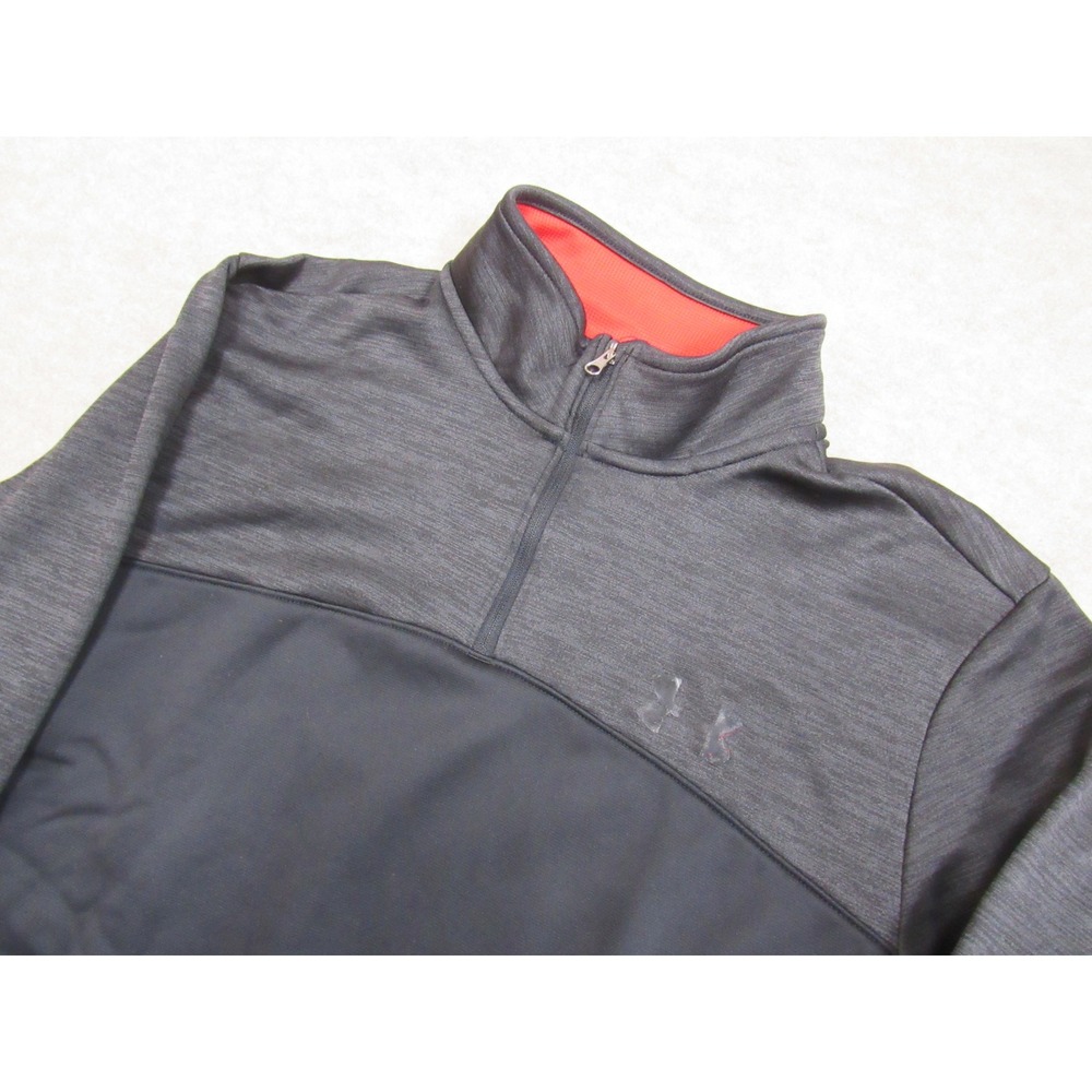 Under Armour ColdGear Mens Large Quarter Zip Pullover Black Gray Heathered Loose